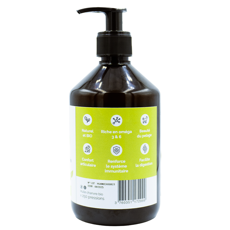 Huile de chanvre BIO pour chiens et chats - Nature & CBD